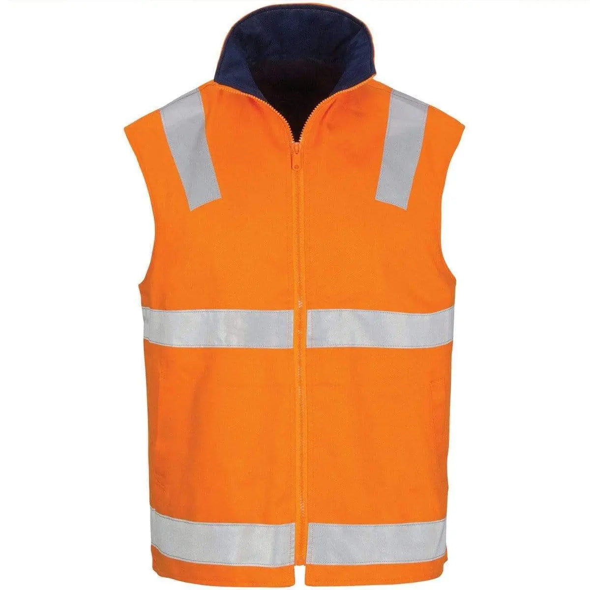 Dnc Workwear Hi-vis Cotton Drill Reversible Vest With Generic Reflective Tape - 3765 Metro Workwear.
